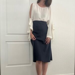 BP. Size S blouse with tie bell sleeve off white